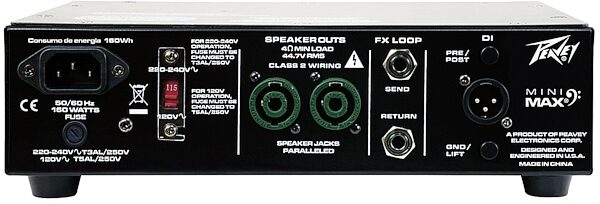 Peavey Mini Max 500 Bass Amplifier Head (500 Watts), Rear