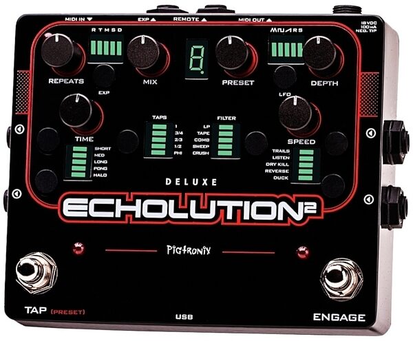 Pigtronix Echolution 2 Deluxe Delay Pedal, Angle