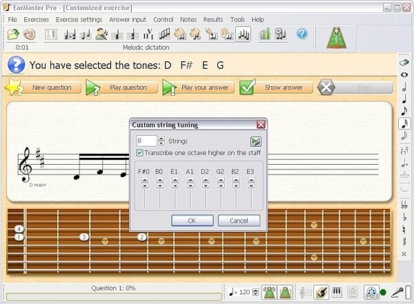 EarMaster School Ear Training Software, Screenshot - Custom String Tuning