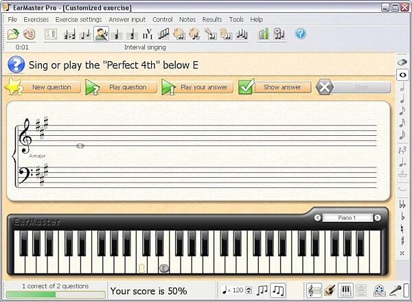 EarMaster School Ear Training Software, Screenshot - Interval Singing Piano