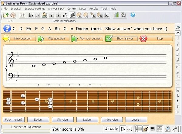 EarMaster School Ear Training Software, Screenshot - Scale Identification Guitar