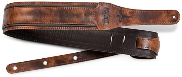 Taylor Fountain 2.5" Leather Guitar Strap, Brown, Action Position Back