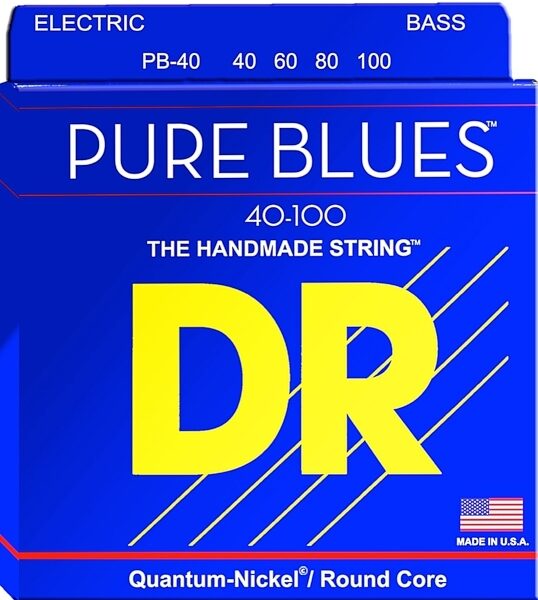 DR Strings PB40 Pure Blues Electric Bass Strings, 40-100, PB-40, Light, PB-40