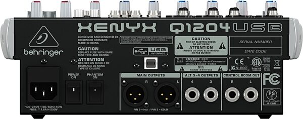 Behringer Q1204USB XENYX USB Mixer, 8-Channel, Rear
