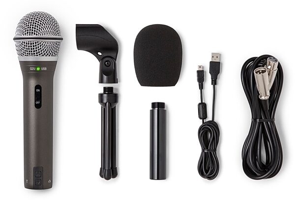 Samson Q2U Handheld USB and XLR Microphone, New, Accessories