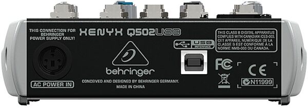 Behringer Q502USB Mixer, Rear