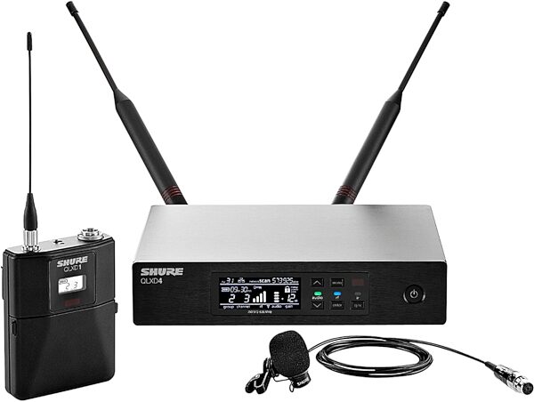 Shure QLXD14/83 Wireless System with WL183 Lavalier Microphone, Band J50A (572 - 608 MHz), Main with Windscreen