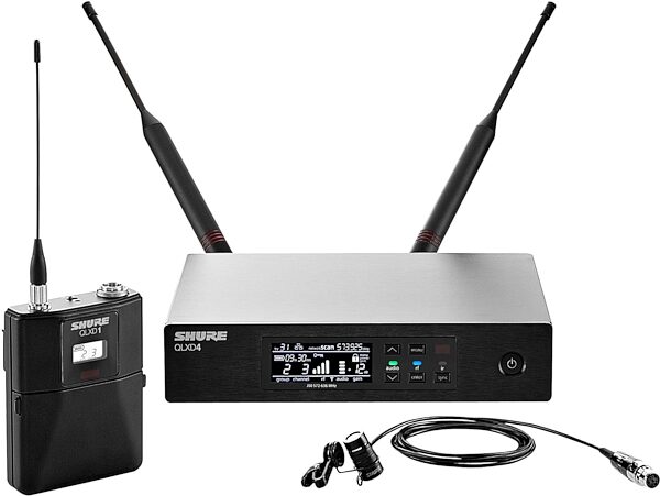 Shure QLXD14/84 Wireless System with WL184 Lavalier Microphone, Main with all components Front