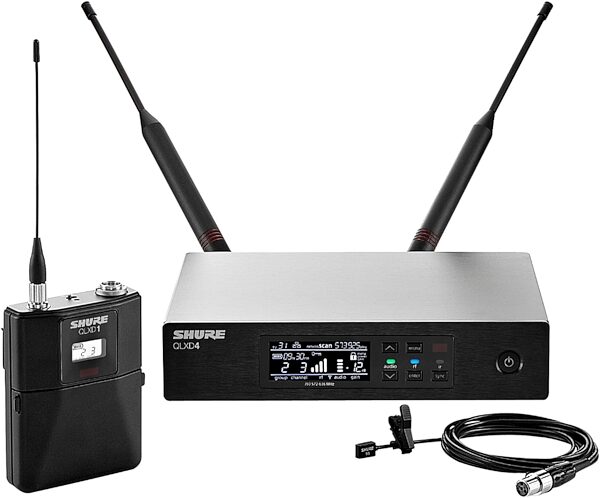 Shure QLXD14/93 Wireless System with WL93 Lavalier Microphone, Action Position Back