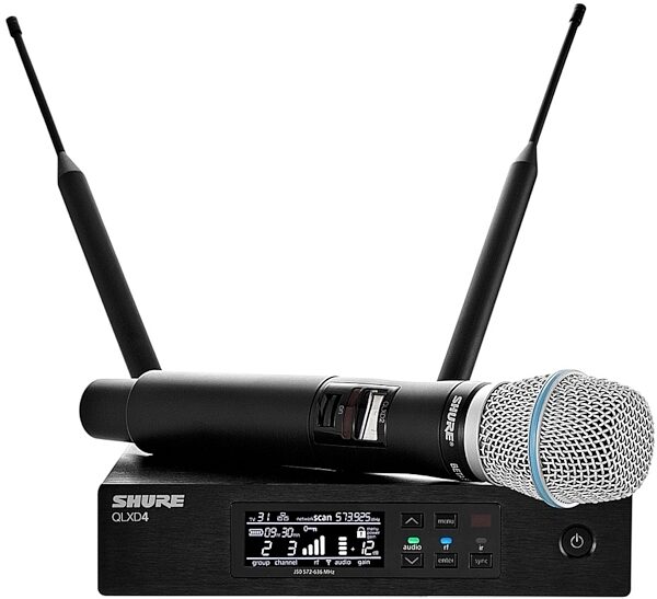 Shure QLXD24/B87A Wireless System with Beta 87a Handheld Microphone Transmitter, Band G50 (470 - 534 MHz), Main