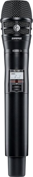 Shure QLXD2/K8 Handheld Wireless KSM8 Microphone Transmitter, Band V50 (174 - 216 MHz), Blemished, Action Position Front