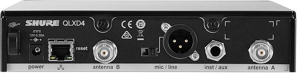 Shure QLXD14/84 Wireless System with WL184 Lavalier Microphone, Detail Back