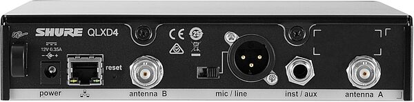 Shure QLXD24/B58 Wireless System with Beta 58A Handheld Microphone Transmitter, Band G50 (470 - 534 MHz), Detail Back