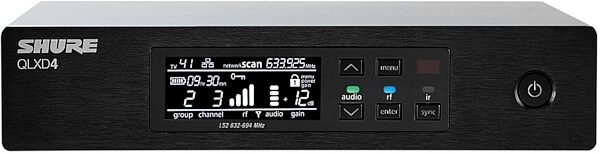 Shure QLXD4 Half-Rack Single-Channel Digital Wireless Receiver, Band V50 (174 - 216 MHz), Warehouse Resealed, Action Position Front