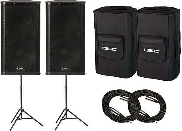 QSC KW152 2-Way Powered Loudspeaker (1000 Watts, 1x15"), Pair, with Speaker Pack, Package