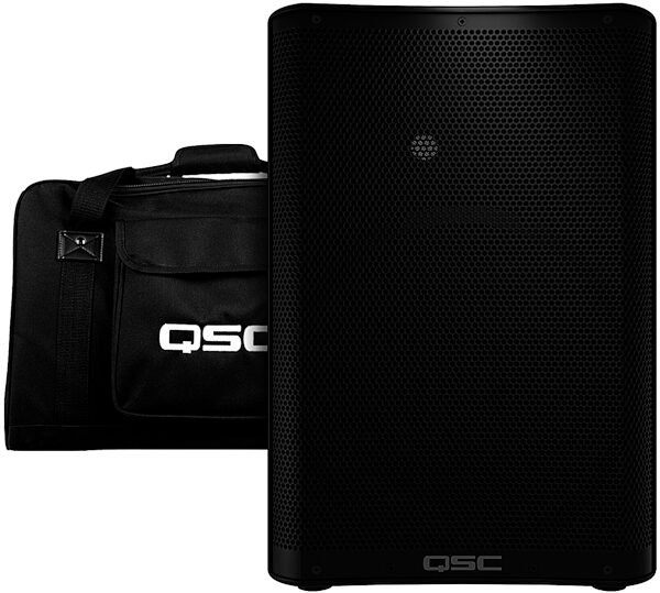QSC CP12 Compact Powered Loudspeaker, Single Speaker, with QSC Tote Bag, pack