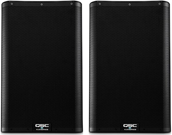 QSC K10.2 Powered Loudspeaker (2000 Watts, 1x10"), Pair, Bundle with Bags, Stands, and Cables, Pair
