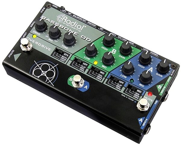 Radial BassBone OD Bass Preamp and DI Pedal, New, Angle