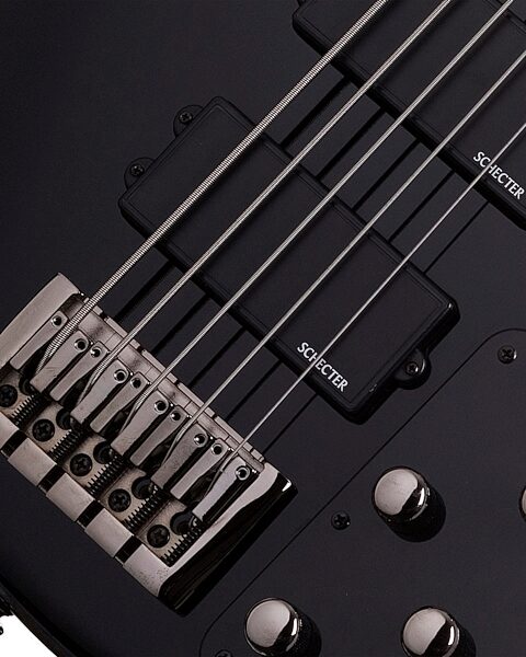 Schecter Raiden Custom-5 5-String Electric Bass, Gloss Black - Bridge and Pickups