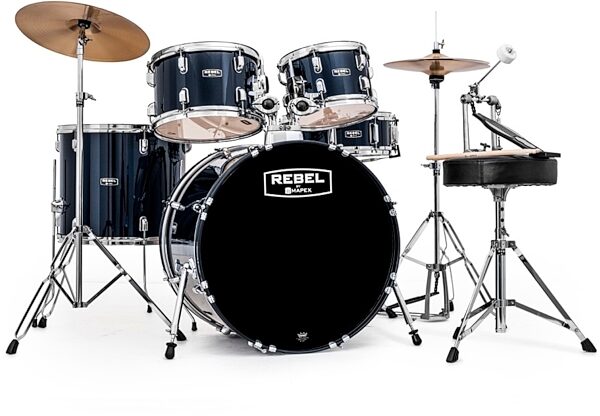 Mapex RB5294T Rebel Complete Drum Set, 5-Piece, Royal Blue