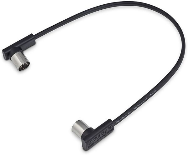 RockBoard Flat Right Angle MIDI Cable, Black, 11.81 inch / 30 cm, Action Position Front
