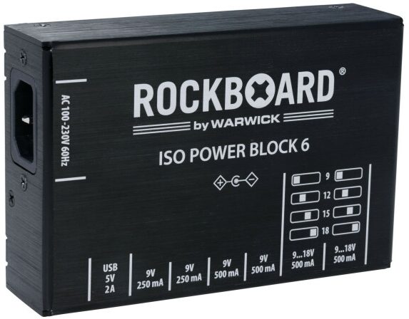 RockBoard ISO Power Block 6 IEC Isolated Multi-Power Supply, New, Action Position Back