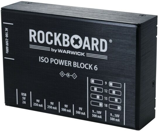 RockBoard ISO Power Block 6 IEC Isolated Multi-Power Supply, New, Action Position Back