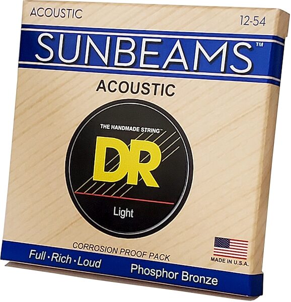DR Strings RCA-12 Sunbeam Acoustic Guitar Strings, New, Angled Front