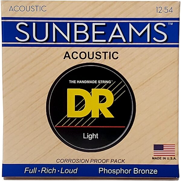DR Strings RCA-12 Sunbeam Acoustic Guitar Strings, New, Boxshot Front