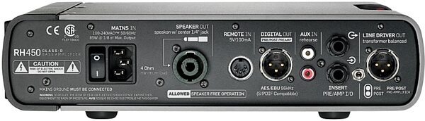TC Electronic RH450 Bass Amp Head (450 Watts), Rear