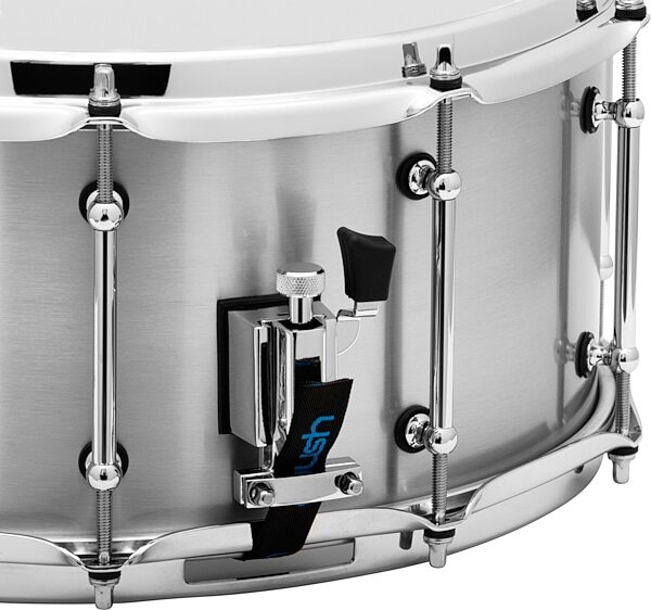 Crush Rolled Brushed Aluminum Snare Drum, Action Position Front