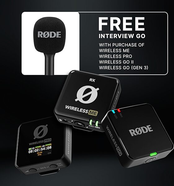 Rode Wireless ME Wireless Microphone System, Bundle with Rode Interview GO Handheld Adapter, Promo