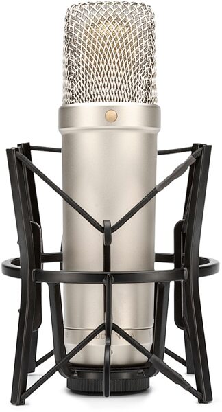 Rode NT1-A Studio Condenser Microphone, With Free Anniversary Package, Front with Shock Mount