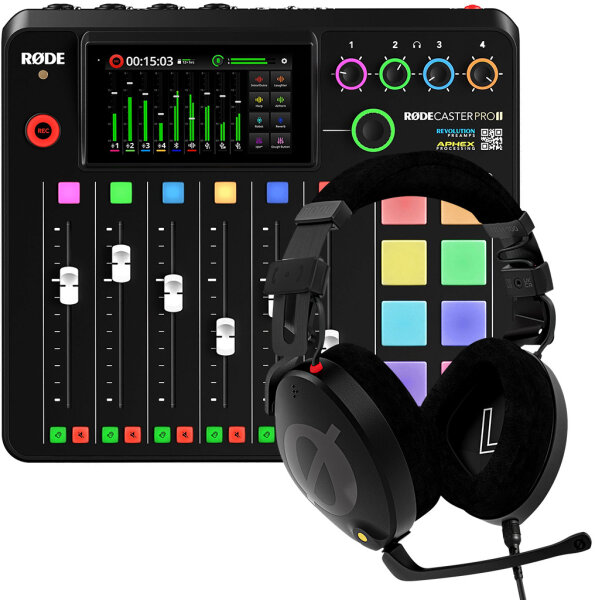 Rode RODECaster Pro II Audio Production Studio, Bundle with NTH-100M Headset, pack