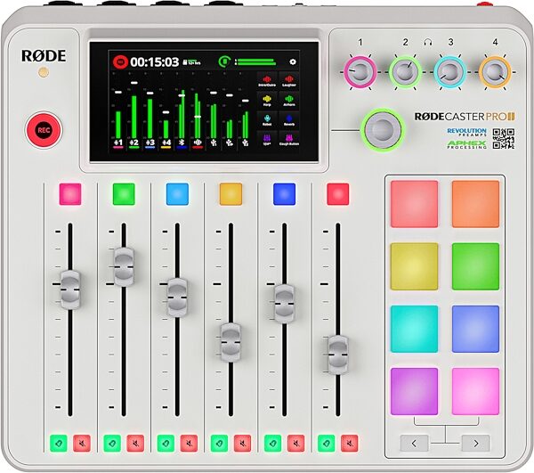 Rode RODECaster Pro II Audio Production Studio, White, Action Position Back