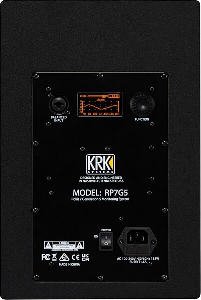 KRK RP7G5 Rokit 7 Generation 5 Studio Monitor, New, KRK-ROKIT-7-GENERATION-FIVE-POWERED-STUDIO-MONITOR-Back