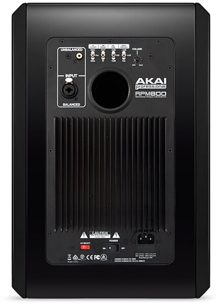 Akai RPM800 8" Active Studio Monitor Speakers, Black - Rear