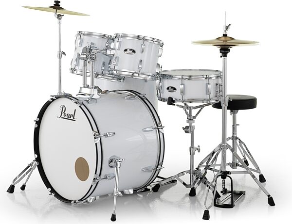 Pearl RS584C Roadshow Complete Bop Drum Kit, 4-Piece, Pure White, Action Position Back
