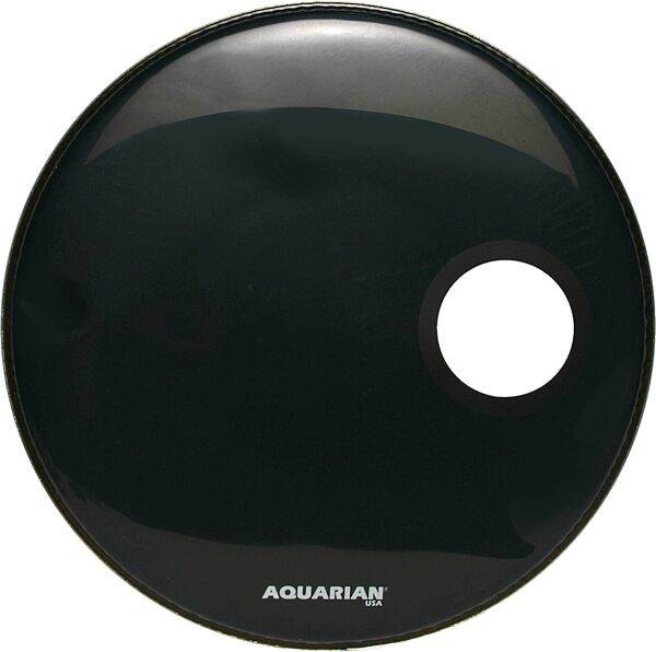 Aquarian Regulator Bass Drumhead with Hole, Black, 20 inch, Main