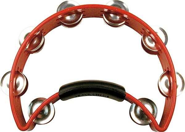 Rhythm Tech Headless Half-Moon Tambourine, Red with Nickel Jingles, RT1030, Red
