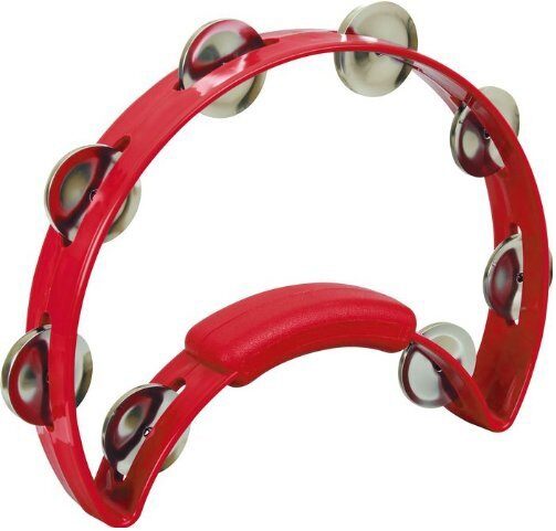 Rhythm Tech Solo Tambourine, Red with Nickel Jingles, RT1230, Action Position Back