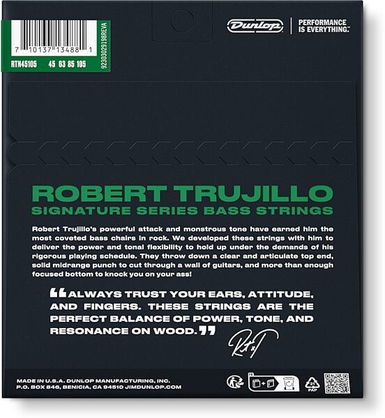 Dunlop Robert Trujillo 4-String Bass String Set, RTN45105, Action Position Back