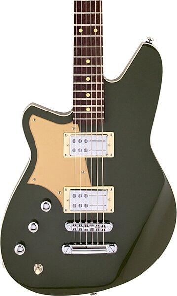 Reverend Descent RA Baritone Guitar, Left-Handed, Army Green, Action Position Back
