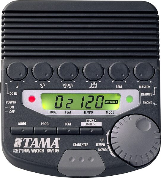 Tama RW105 Rhythm Watch Programmable Metronome, Backlight On