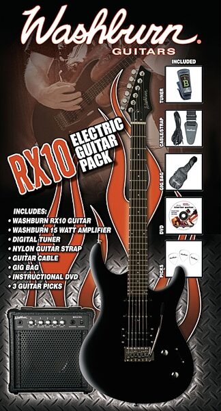 Washburn RX10B Electric Guitar and Accessory Package, Main