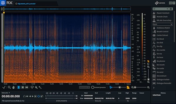 iZotope RX 7 Standard Audio Restoration Software, Screenshot Control Panel