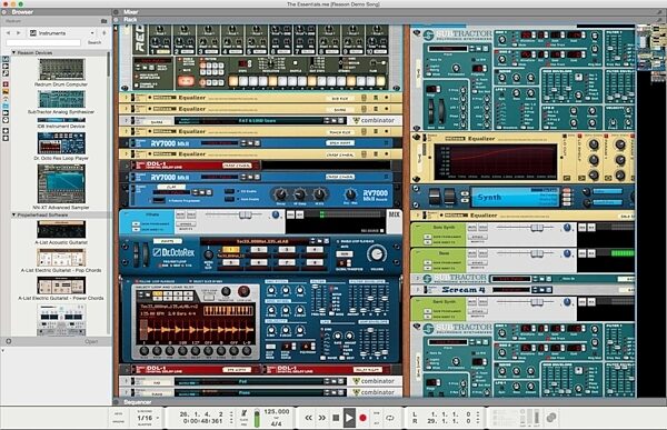 Propellerhead Reason 9.5 Essentials Recording Software, Screenshot of Rack View