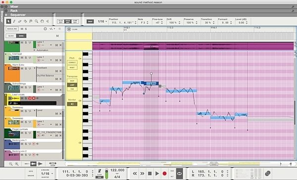 Propellerhead Reason 9.5 Music Production Software, Pitch Edit