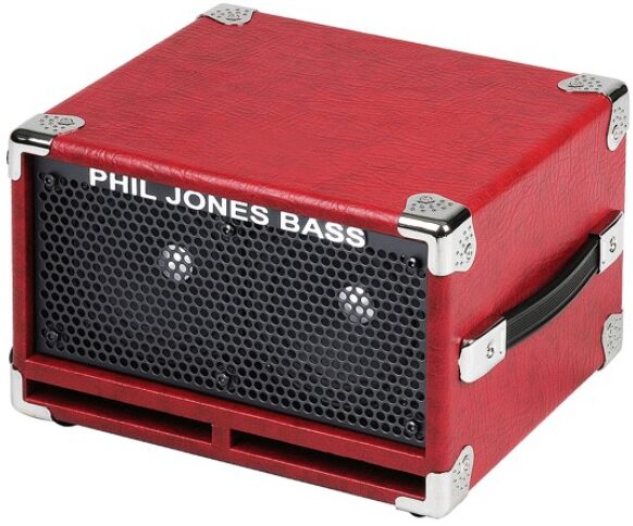 Phil Jones Bass C2 Bass Speaker Cabinet (200 Watts, 2x5"), Red, 8 Ohms, Angled Front