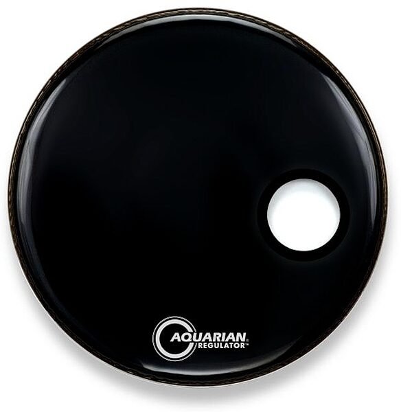 Aquarian Regulator Bass Drumhead with Hole, Black, 24 inch, Action Position Back